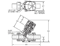 Furon® InLine Valve Pneumatic 2-Way Drawing