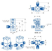 HPV Valve Mini Pneumatic 3-Way Drawing