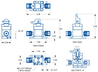 HPVM Mini Manual Toggle Valve Drawing